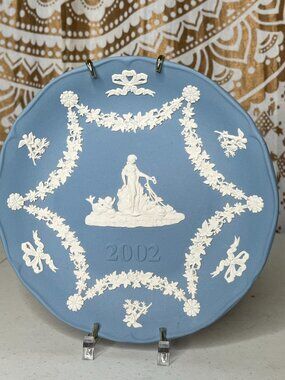 Wedgwood Blue Jasperware Collectors Christmas Plate 2002 Venus Goddess Vintage